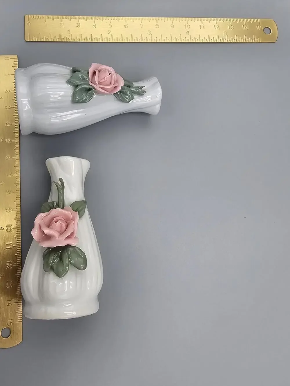Ceramic Pink Rose Salt and Pepper Shakers Set of 2
